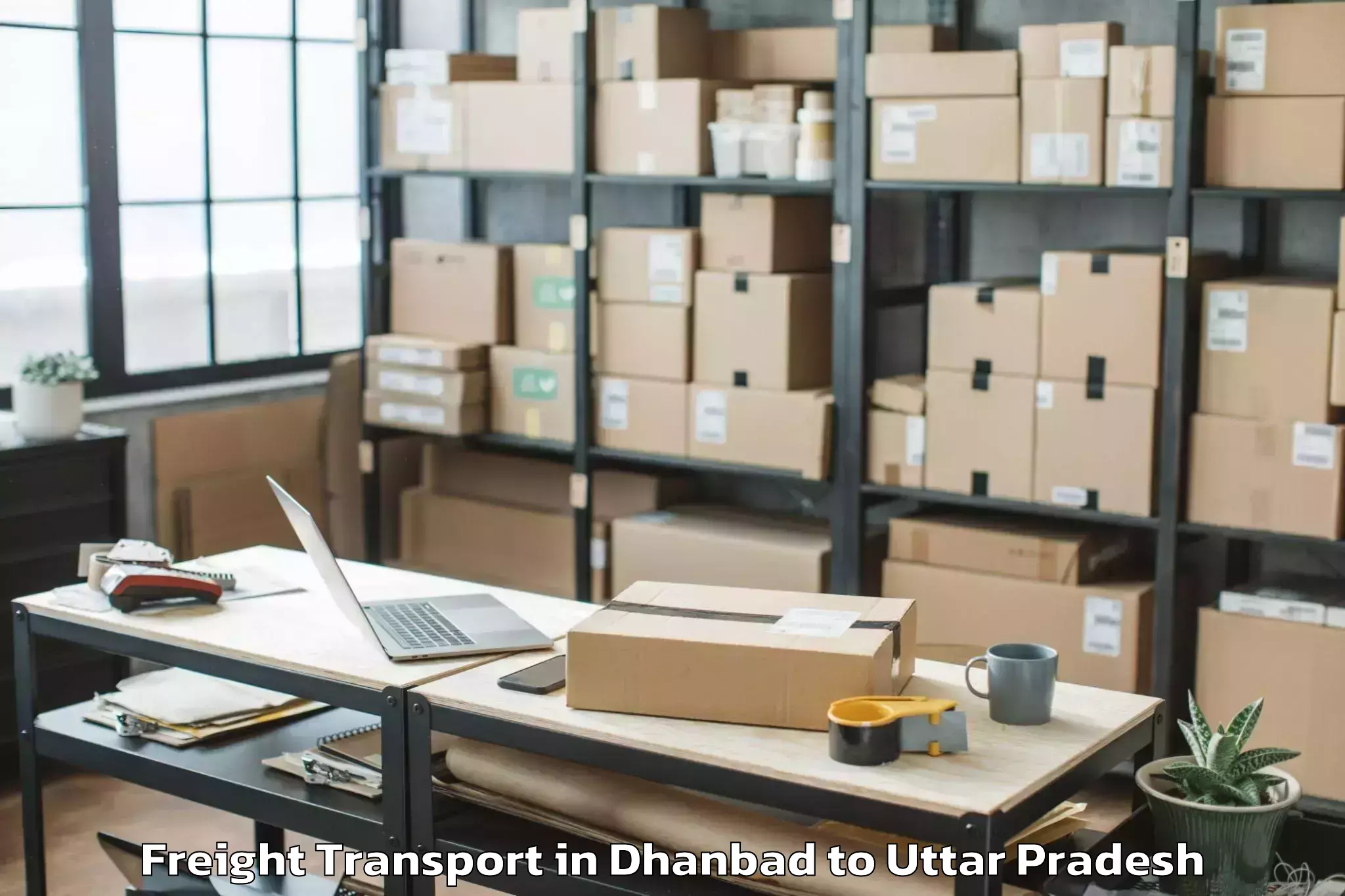 Top Dhanbad to Kaushambi Freight Transport Available